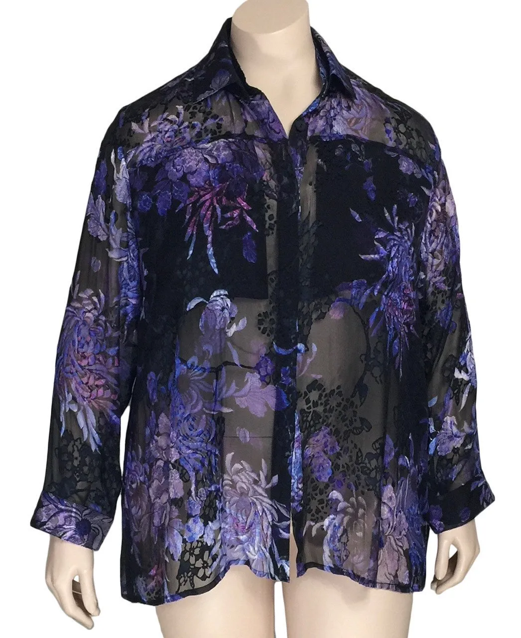 Dressori Black Silk Burnout Blouse
