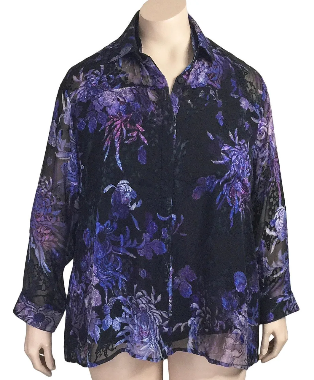 Dressori Black Silk Burnout Blouse