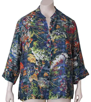 Dressori Floral Mandarin Collar Blouse