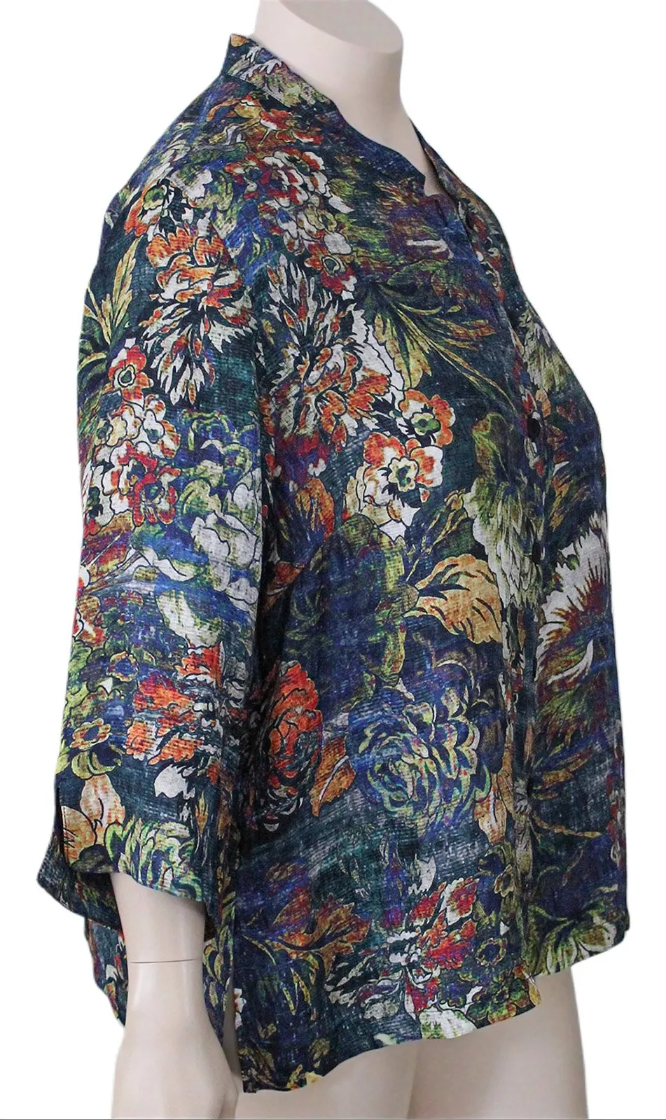 Dressori Floral Mandarin Collar Blouse