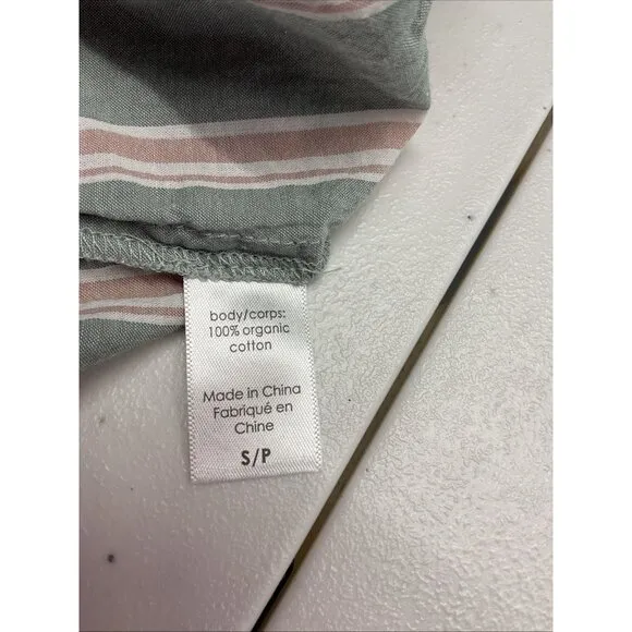 Eberjey NWT Women's Long Sleeve Stripe Sandwashed Cotton Pajama Pink Rose Set S