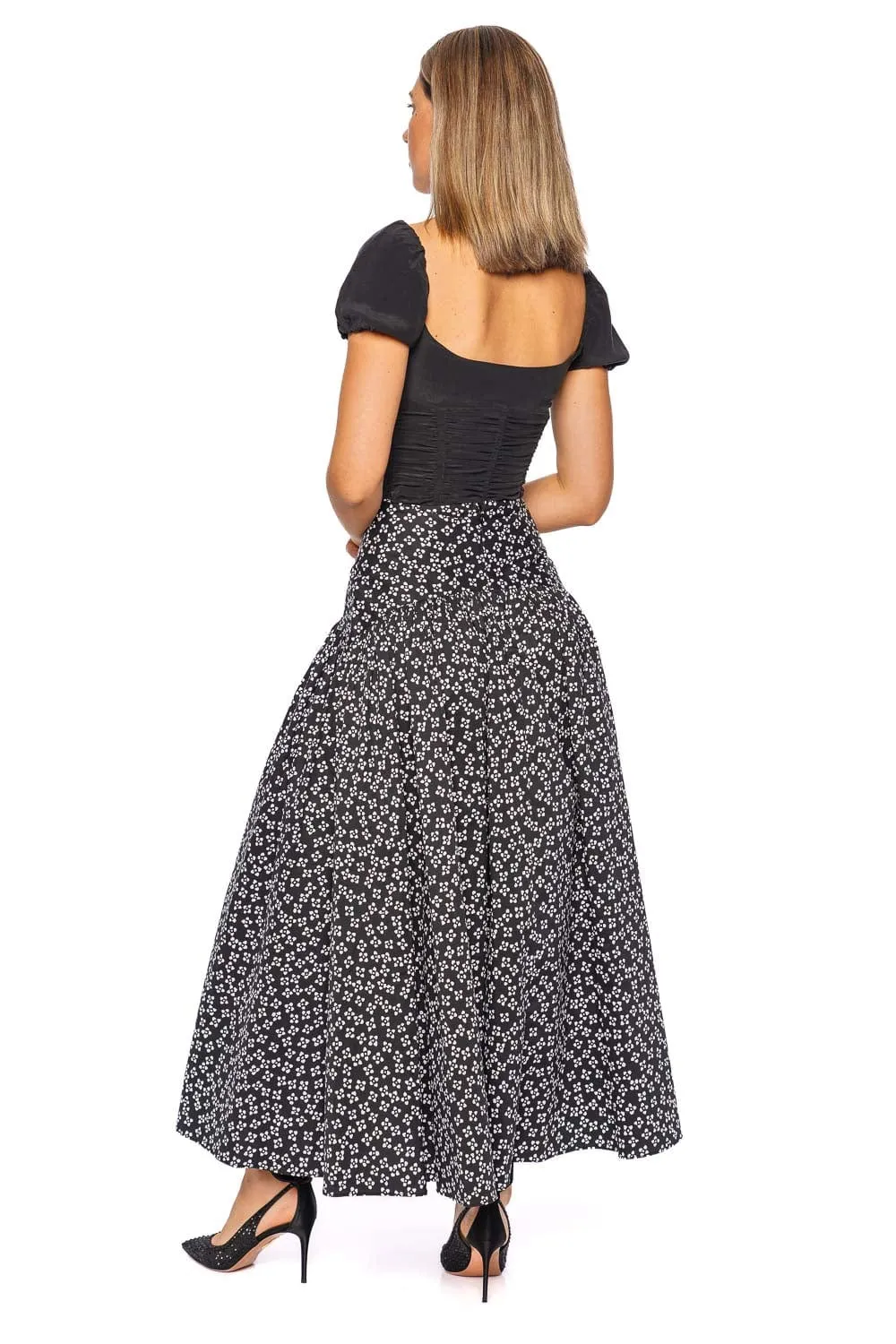 Elba Black Silk Gathered Top