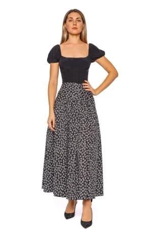 Elba Black Silk Gathered Top