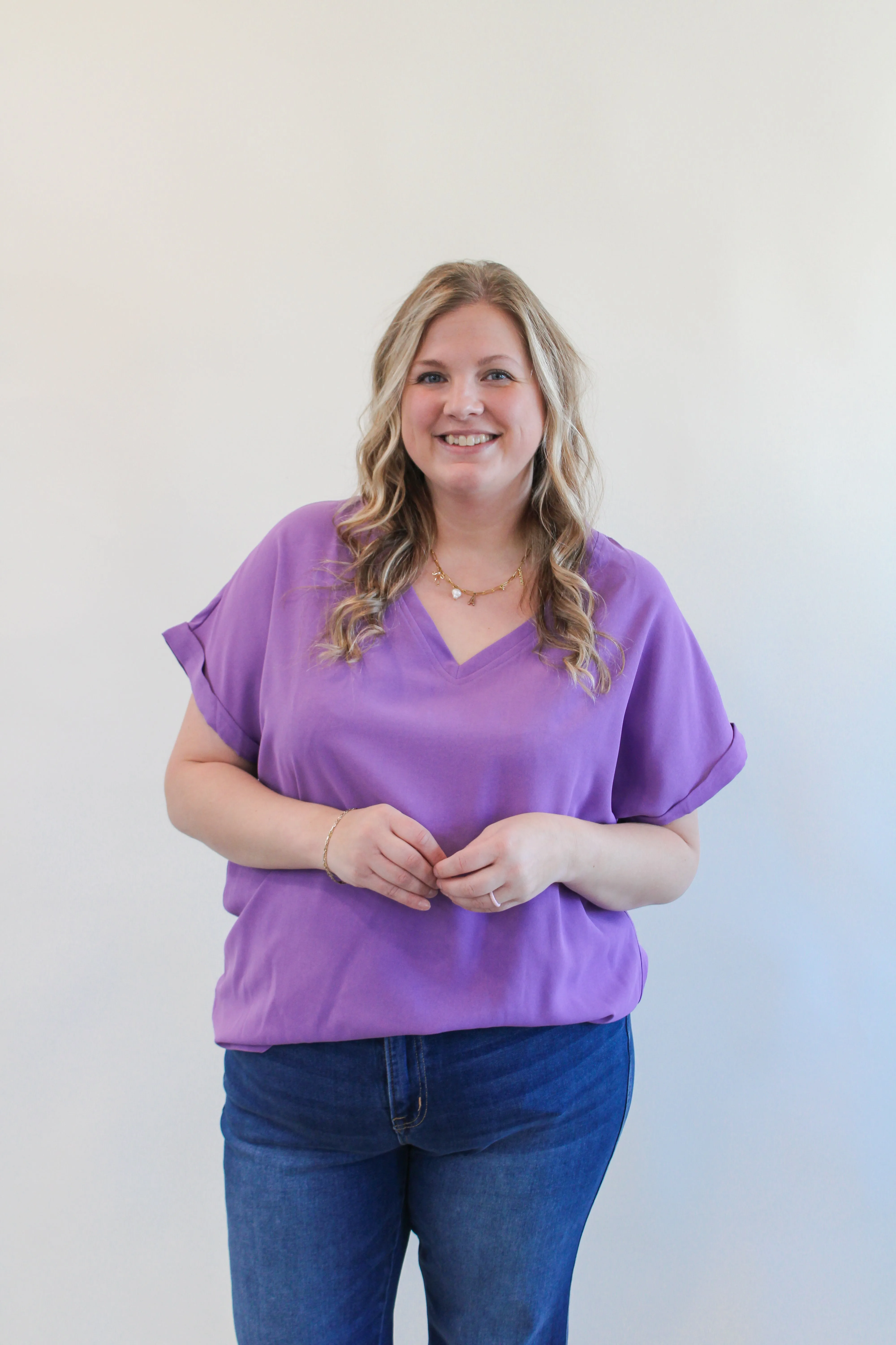 ELENOR CURVY VNECK BLOUSE 4 COLOR OPTIONS