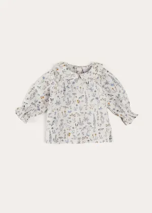 Ellis Floral Long Sleeve Blouse in Blue Made with Liberty Fabric