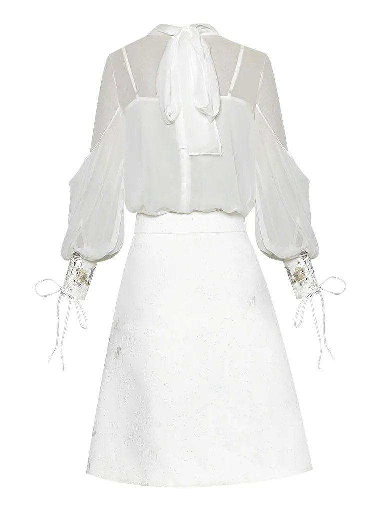 Embroidered Long Sleeve Blouse And Skirt Vintage Set 1950S Dress