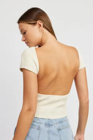 Emory Park CAP SLEEVE TOP WITH OPEN BACK