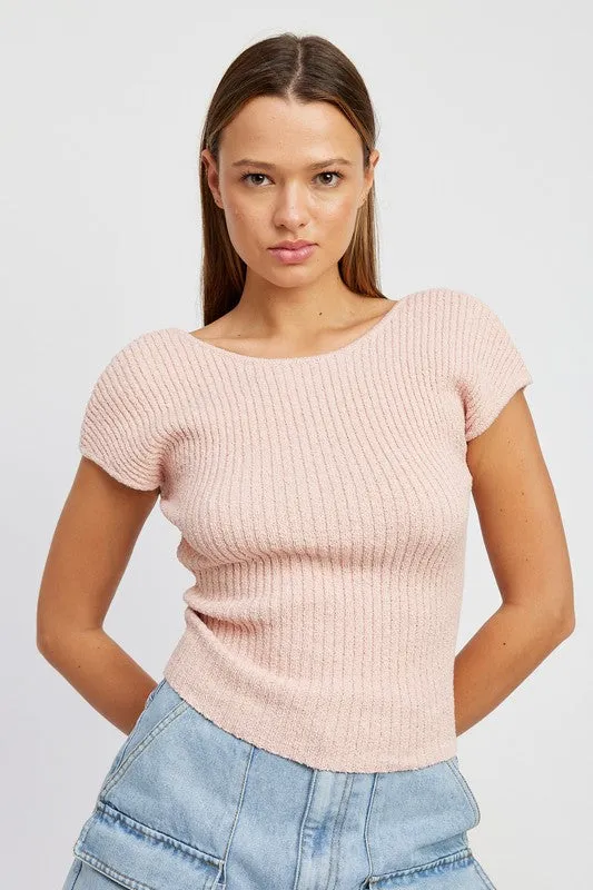 Emory Park CAP SLEEVE TOP WITH OPEN BACK