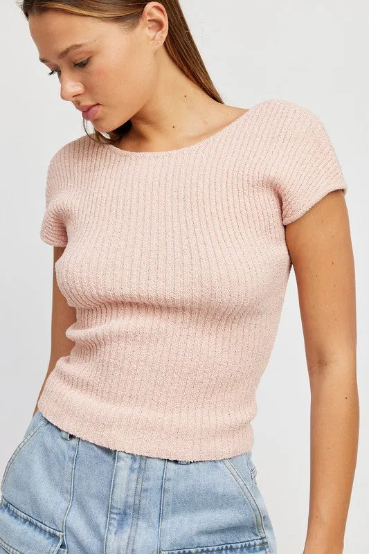 Emory Park CAP SLEEVE TOP WITH OPEN BACK