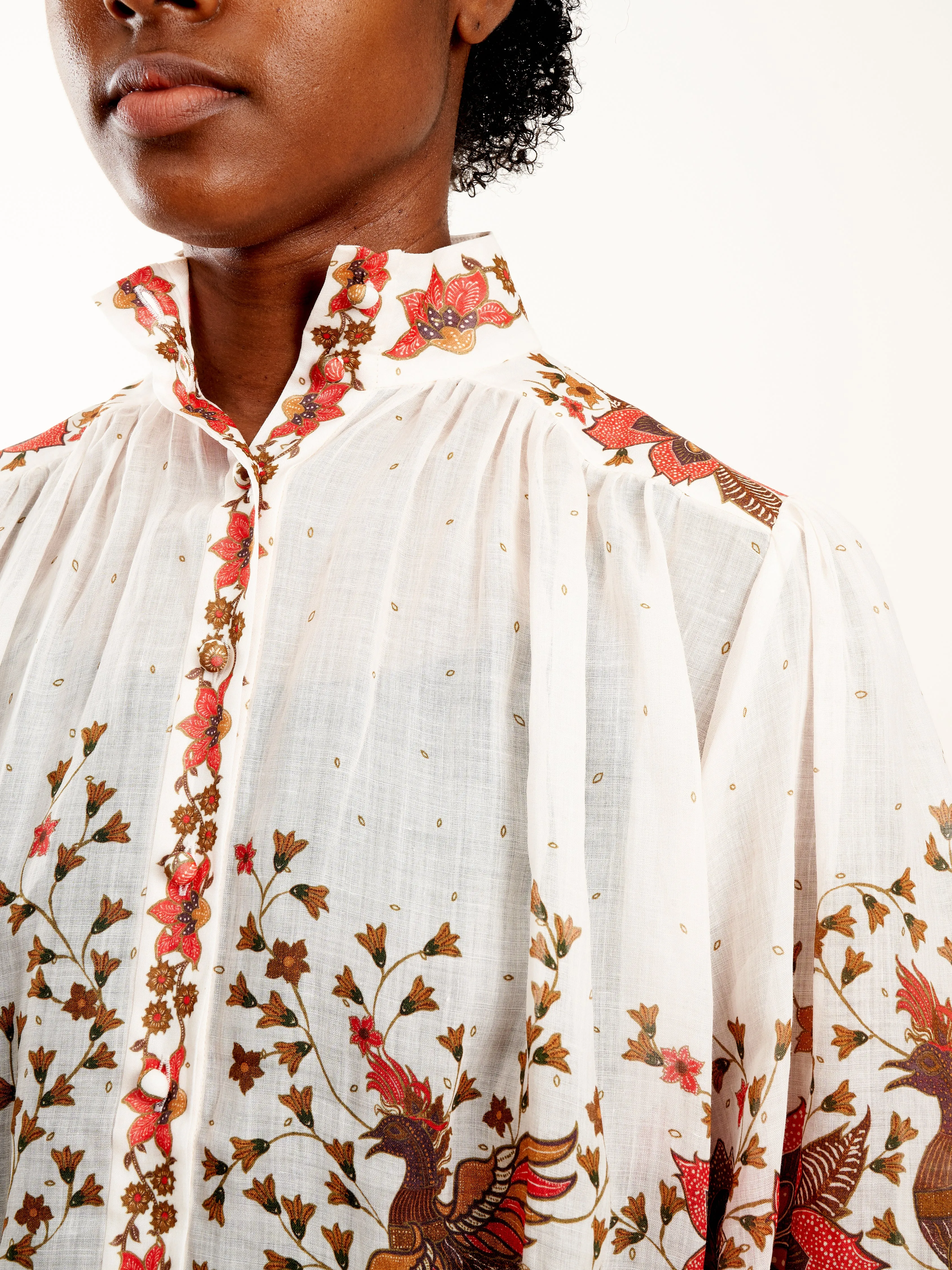 empire batik blouse - khaki batik