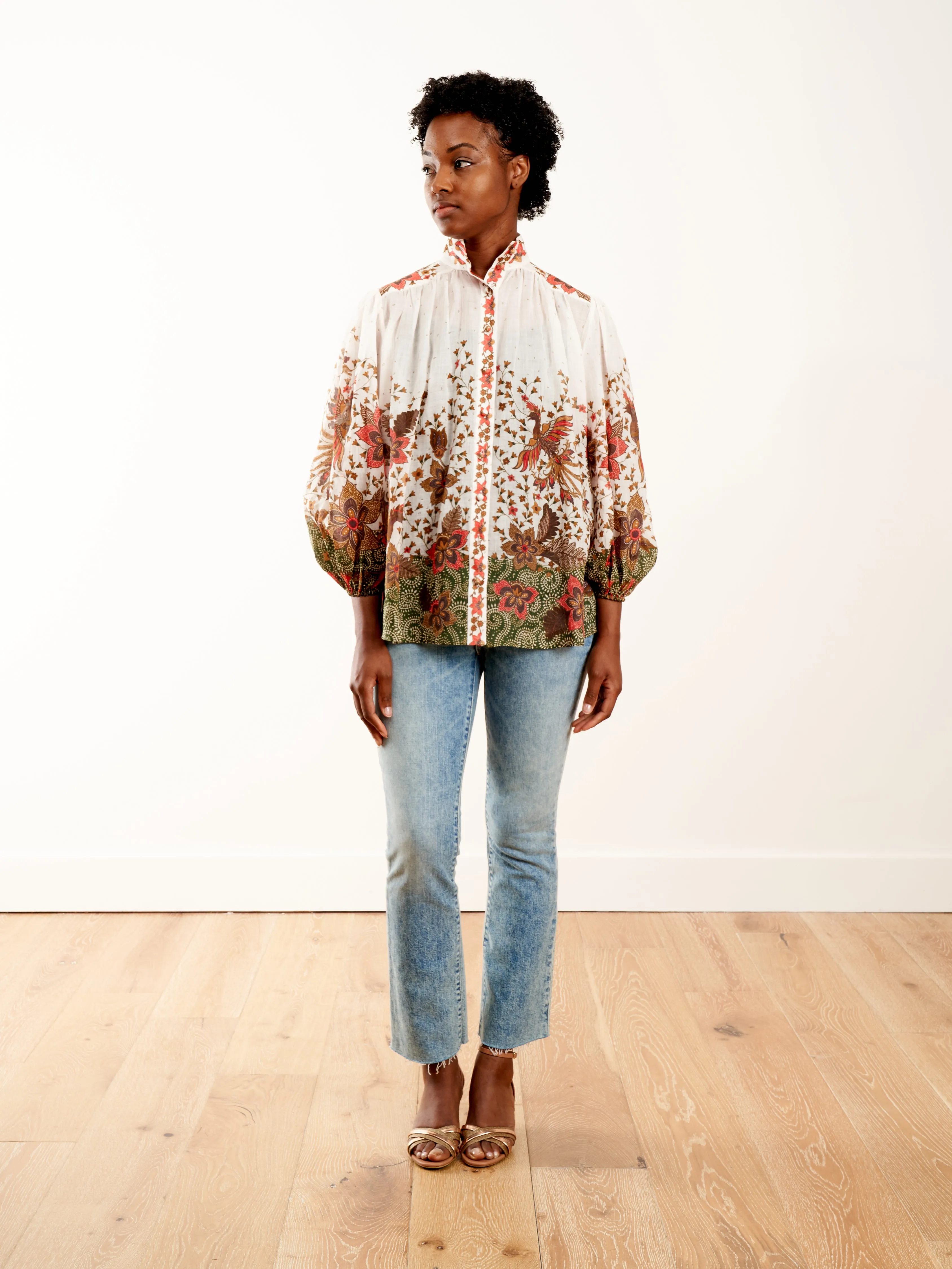 empire batik blouse - khaki batik