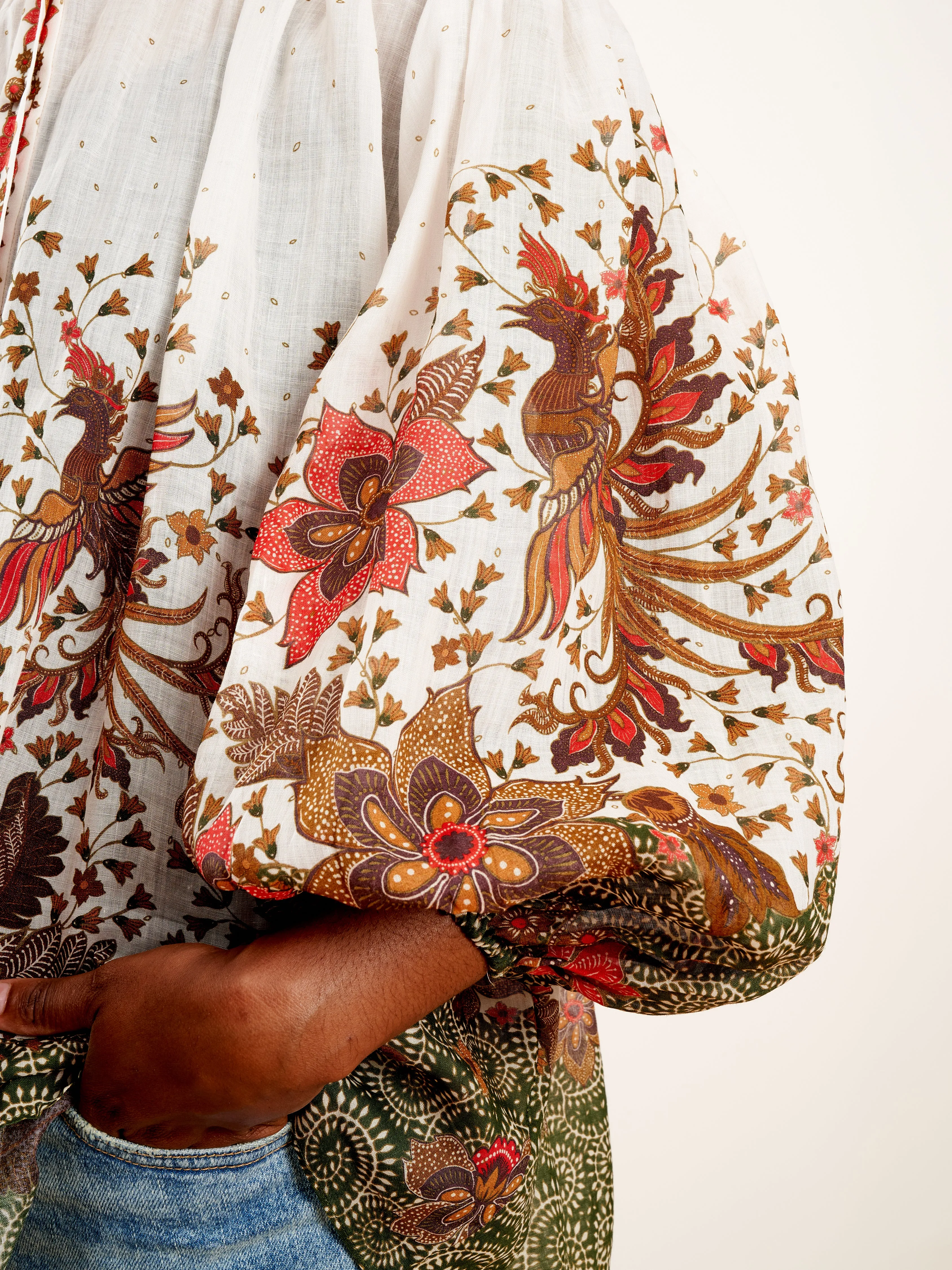 empire batik blouse - khaki batik
