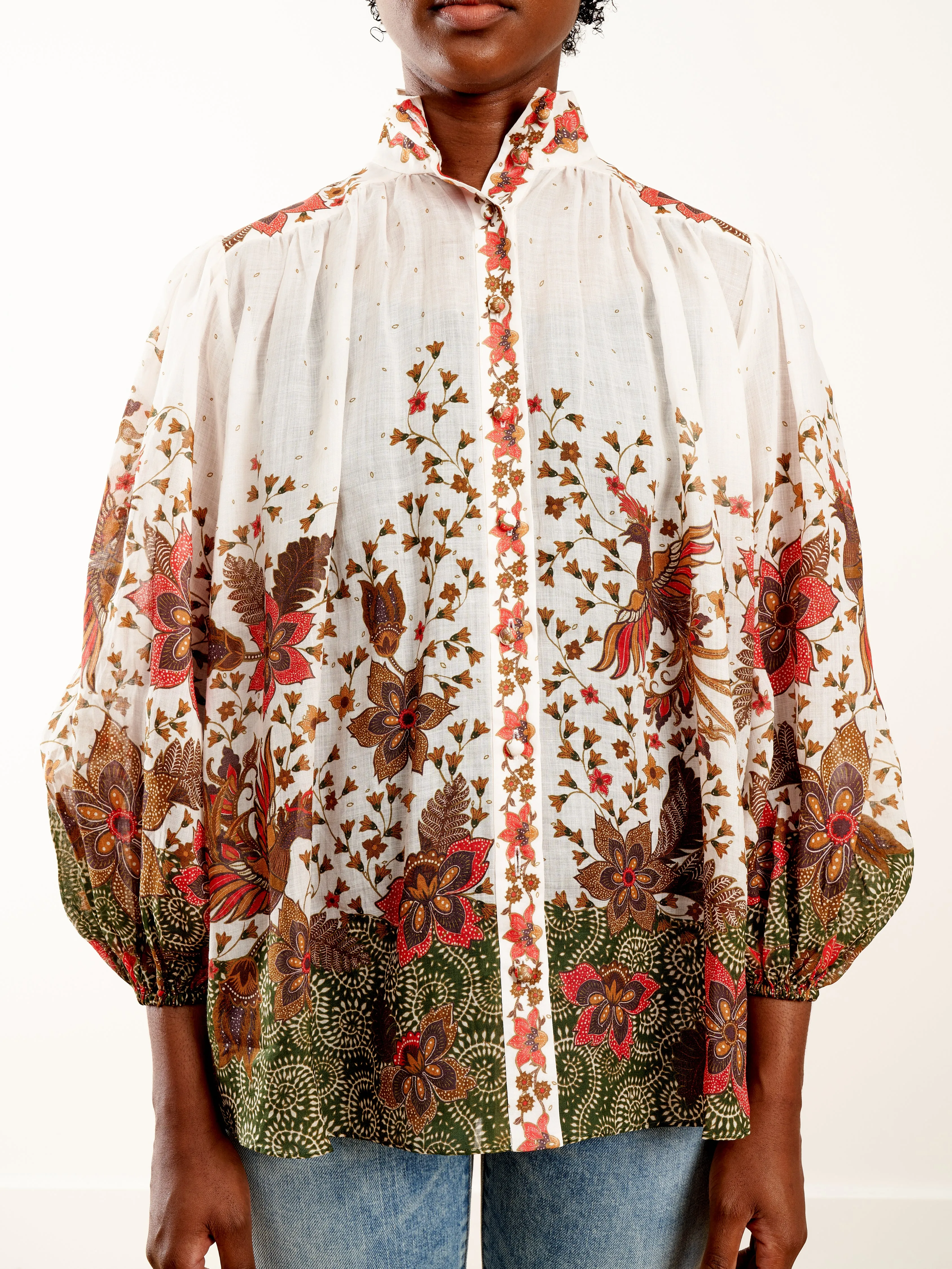empire batik blouse - khaki batik