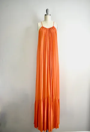 Erika Cavallinii Orange Pleated  Midi Dress