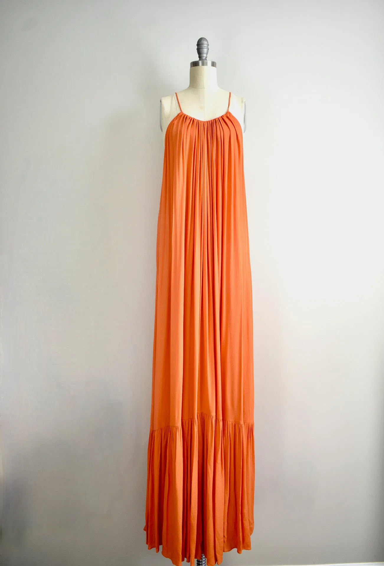 Erika Cavallinii Orange Pleated  Midi Dress