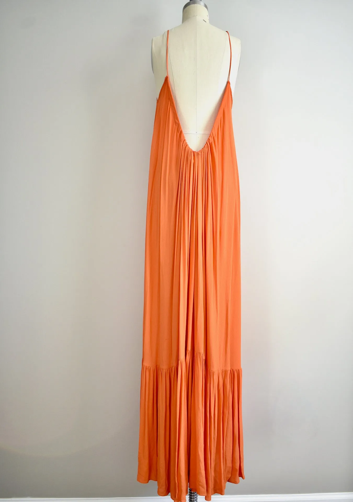 Erika Cavallinii Orange Pleated  Midi Dress