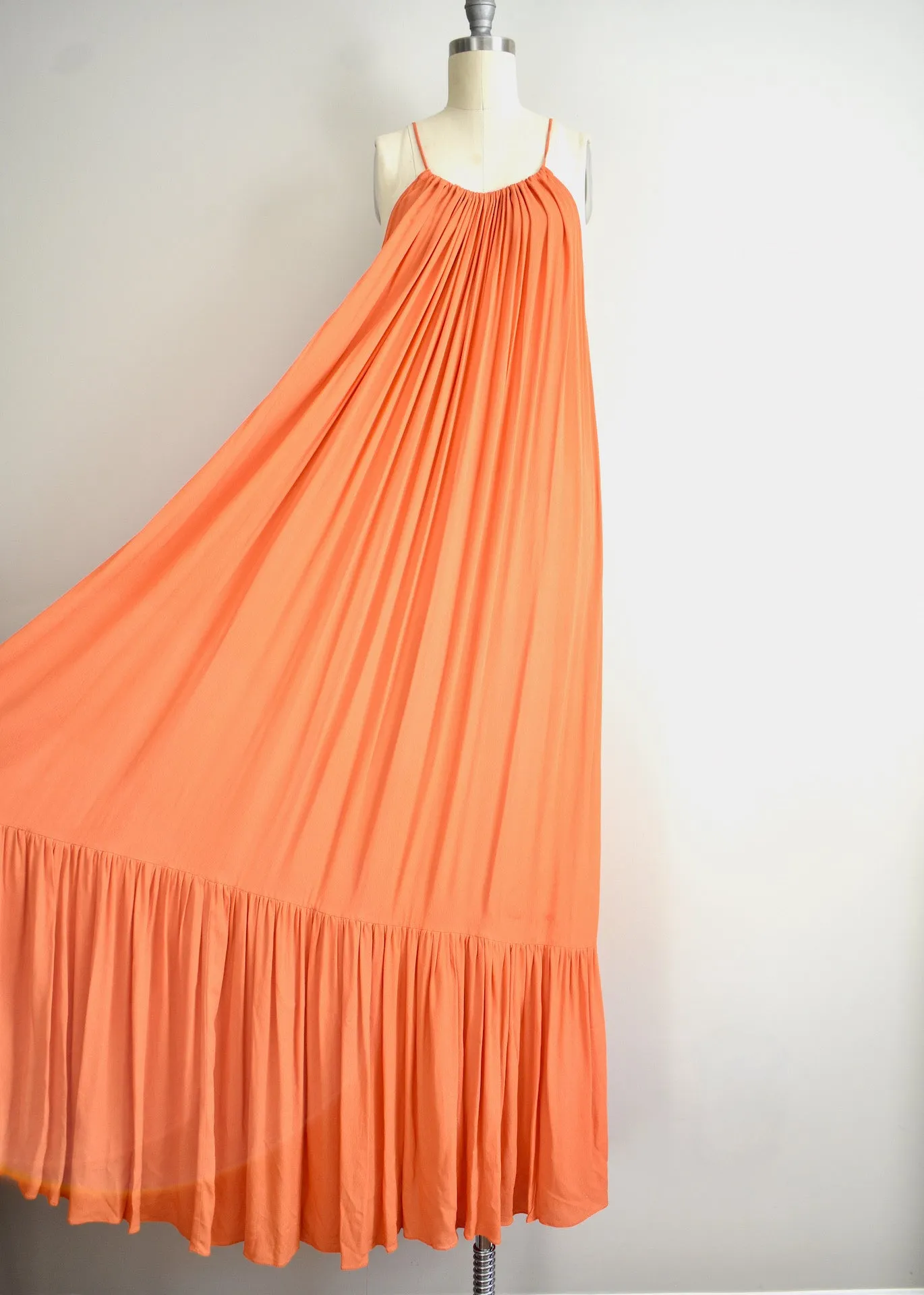 Erika Cavallinii Orange Pleated  Midi Dress