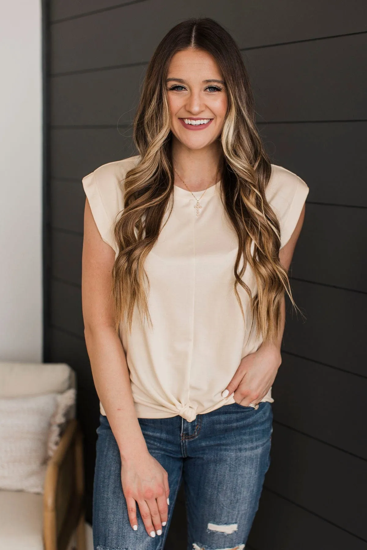 Extraordinary Times Cap Sleeve Top- Ivory