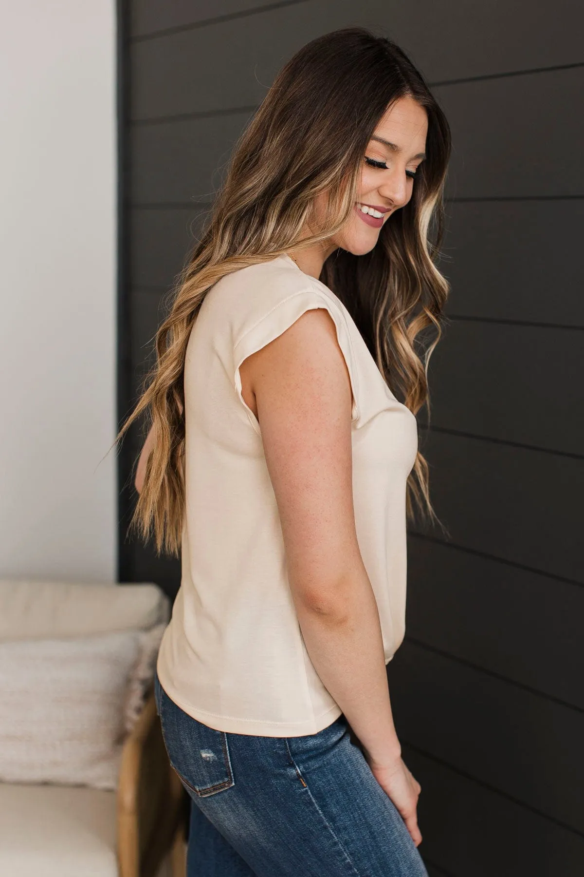 Extraordinary Times Cap Sleeve Top- Ivory