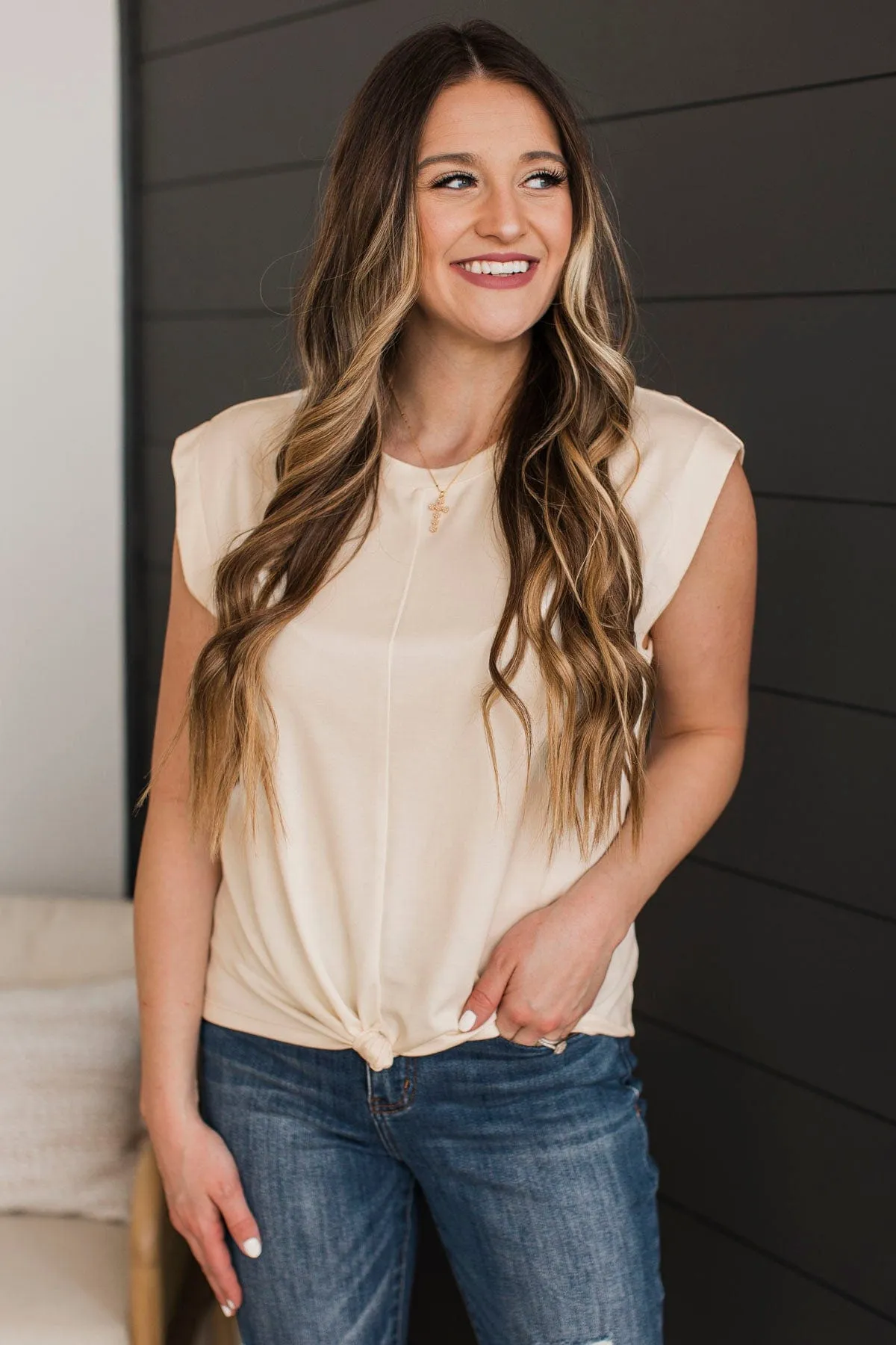 Extraordinary Times Cap Sleeve Top- Ivory