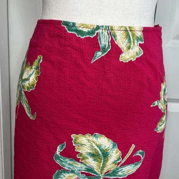 Faherty Pink Floral Seersucker Wrap Skirt Midi Pacifica Orchid Tropical Medium