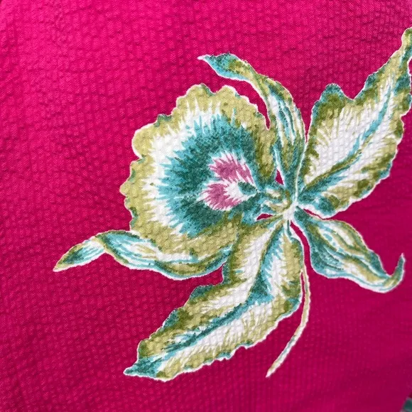 Faherty Pink Floral Seersucker Wrap Skirt Midi Pacifica Orchid Tropical Medium