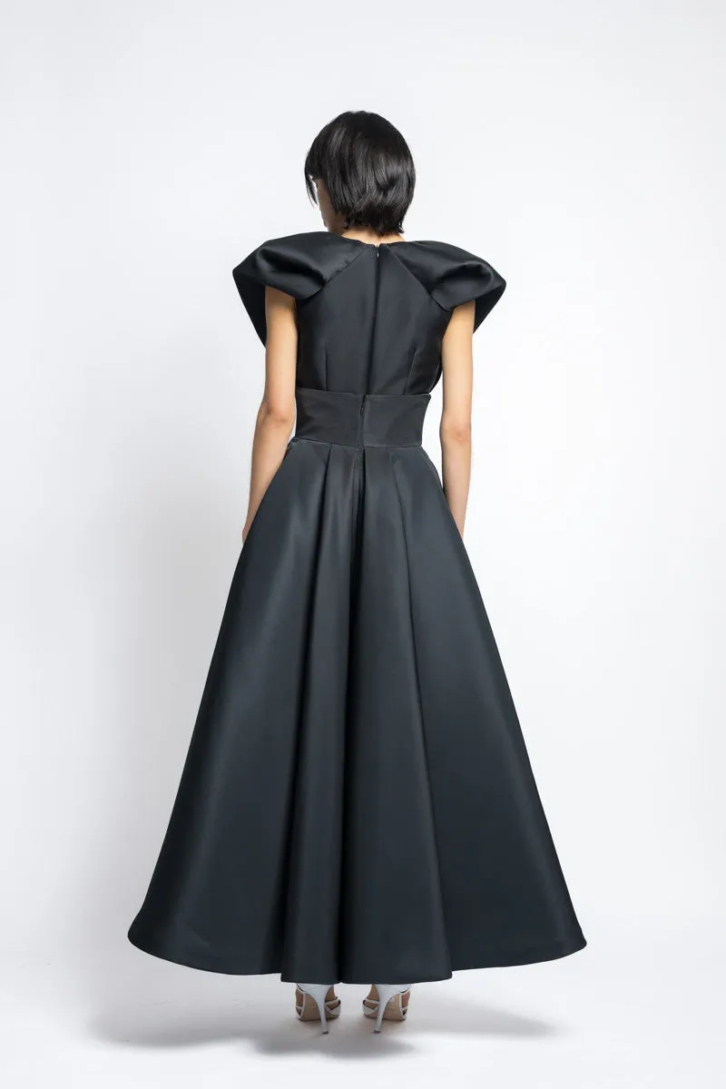 Faille Tulip Morning Glory Crystal Embroidery Evening Skirt With Swing Train