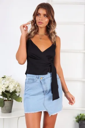 Faith Black Wrap Top