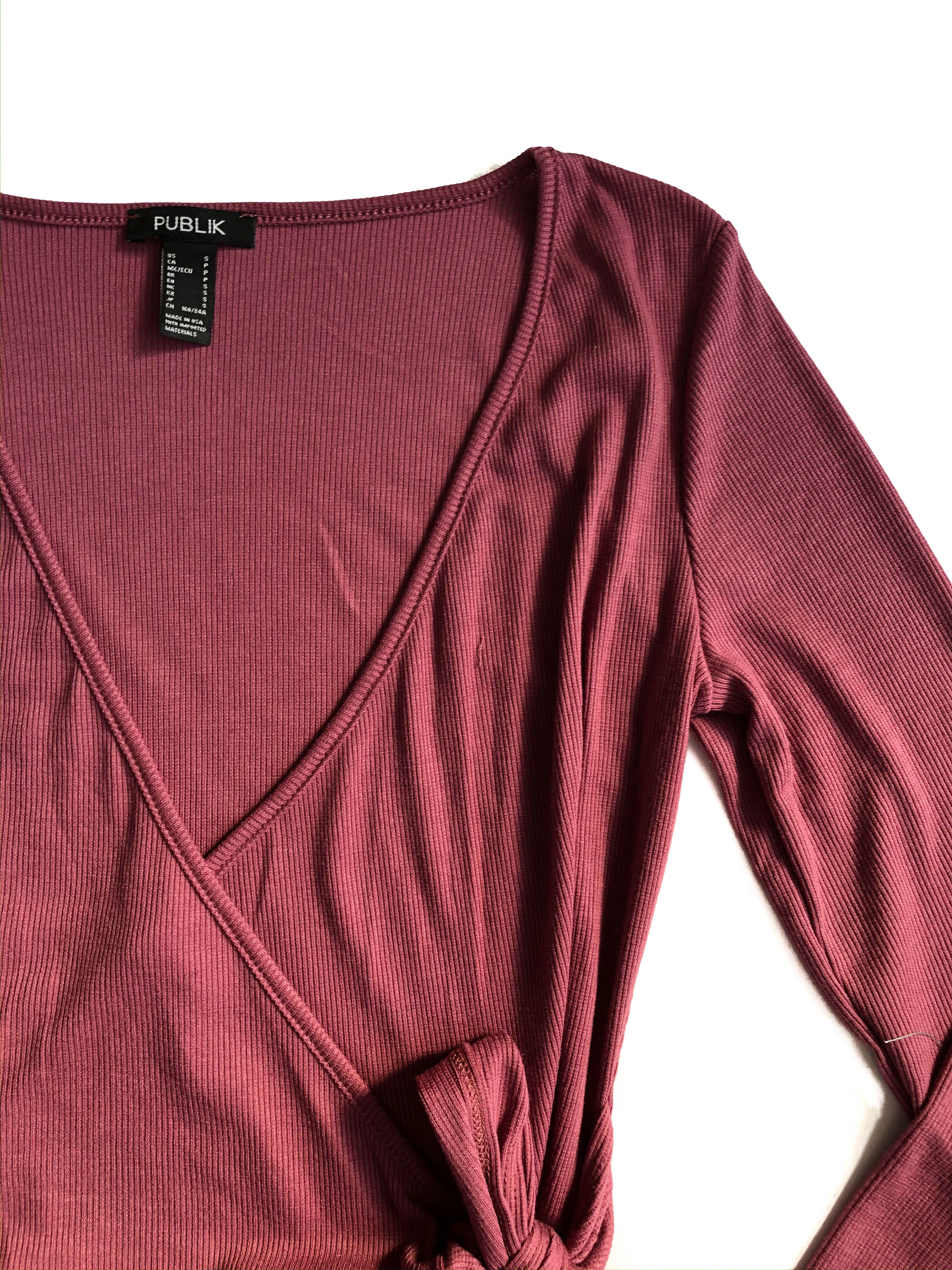 Faith Wrap Long Sleeve Top - Mauve