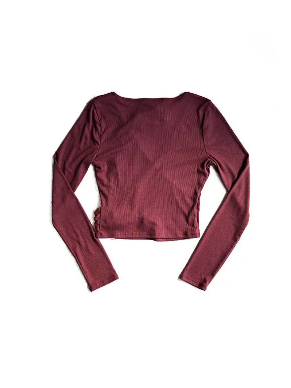 Faith Wrap Long Sleeve Top - Mauve