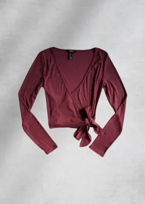 Faith Wrap Long Sleeve Top - Mauve
