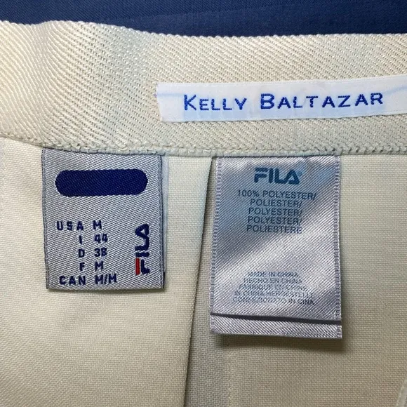 FILA Tennis Shirt  White Pleated Skirt with Striped Waistband
