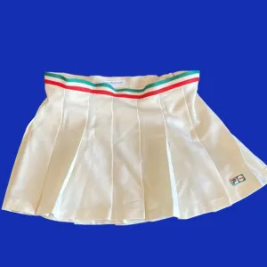 FILA Tennis Shirt  White Pleated Skirt with Striped Waistband