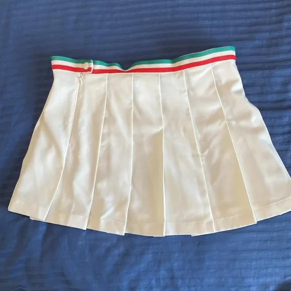 FILA Tennis Shirt  White Pleated Skirt with Striped Waistband