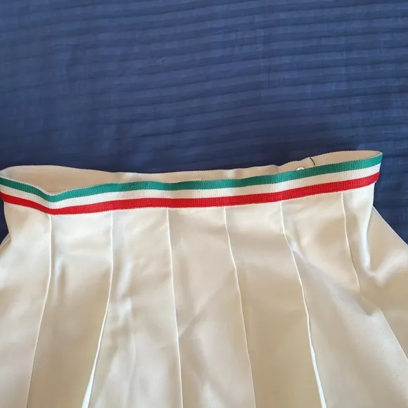 FILA Tennis Shirt  White Pleated Skirt with Striped Waistband