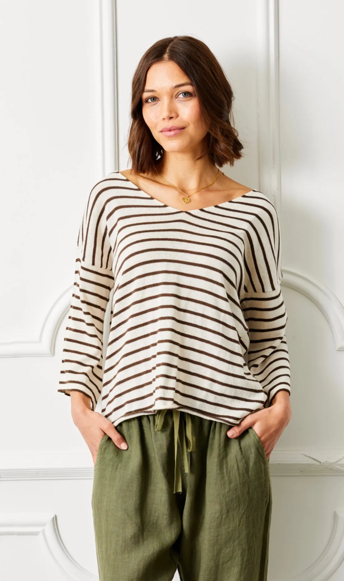 Finola Stripe Knit w/ wide Sleeve