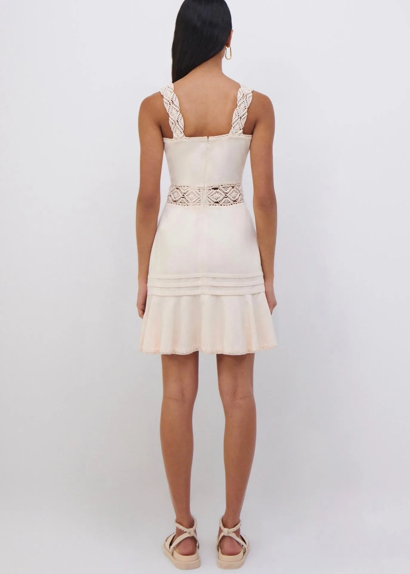 Flora Macrame Strap Mini Dress (Chantilly)