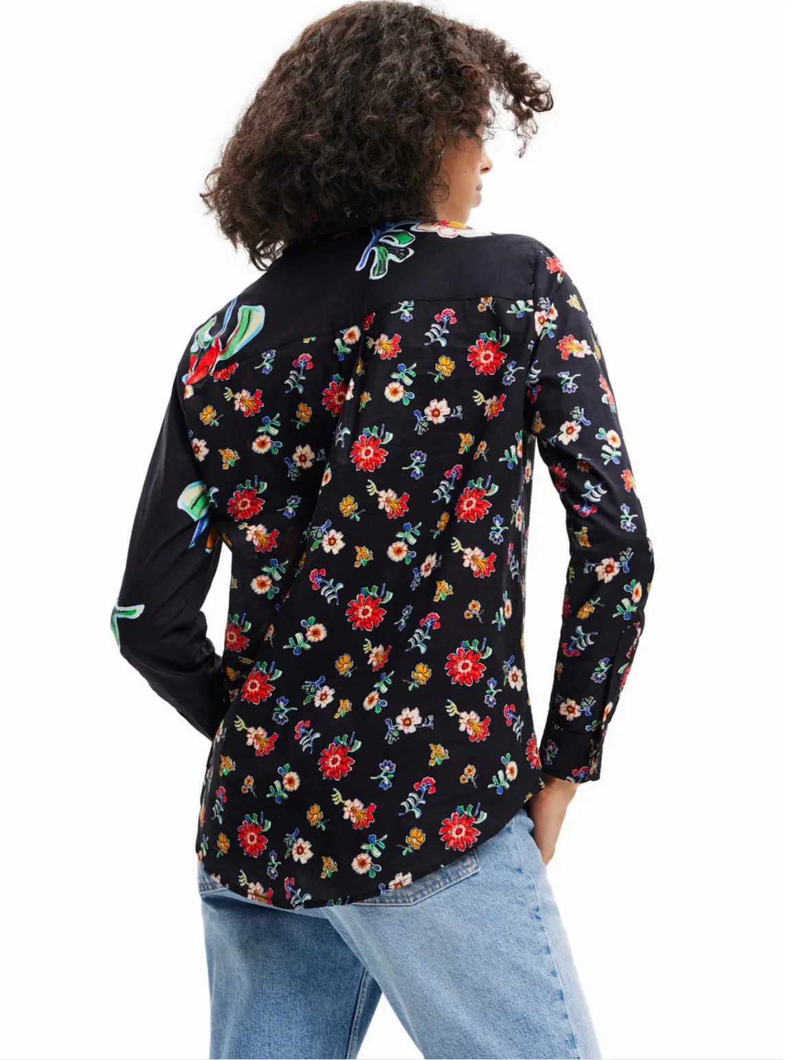 Floral half-and-half shirt women