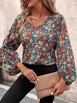 Floral V-Neck Blouse