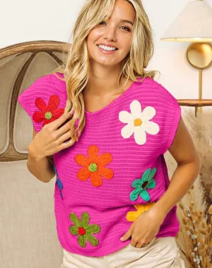 Flower Child Top Fuchsia- XL too!