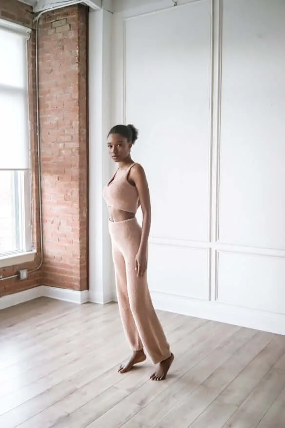Fluffy Bralette Top and Pants Set