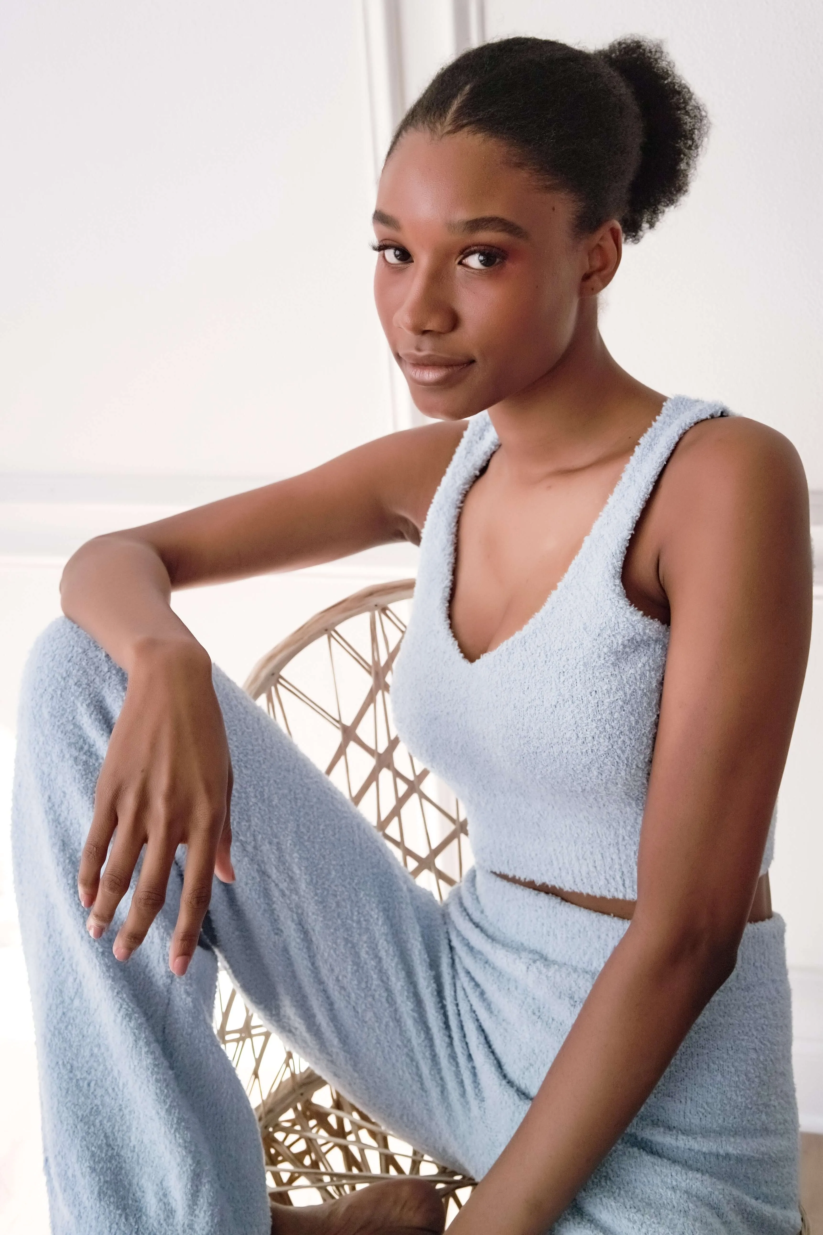 Fluffy Bralette Top and Pants Set
