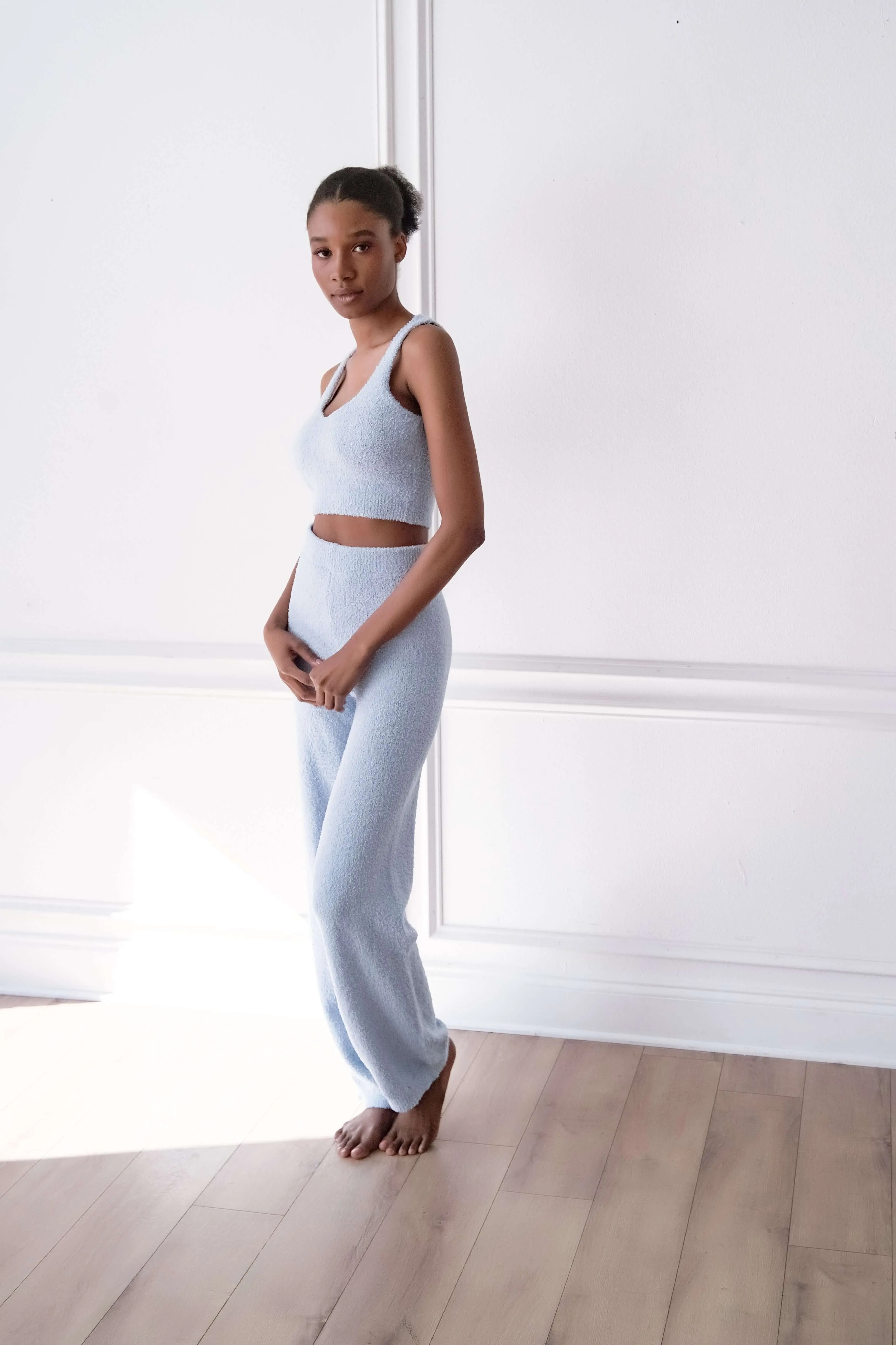 Fluffy Bralette Top and Pants Set