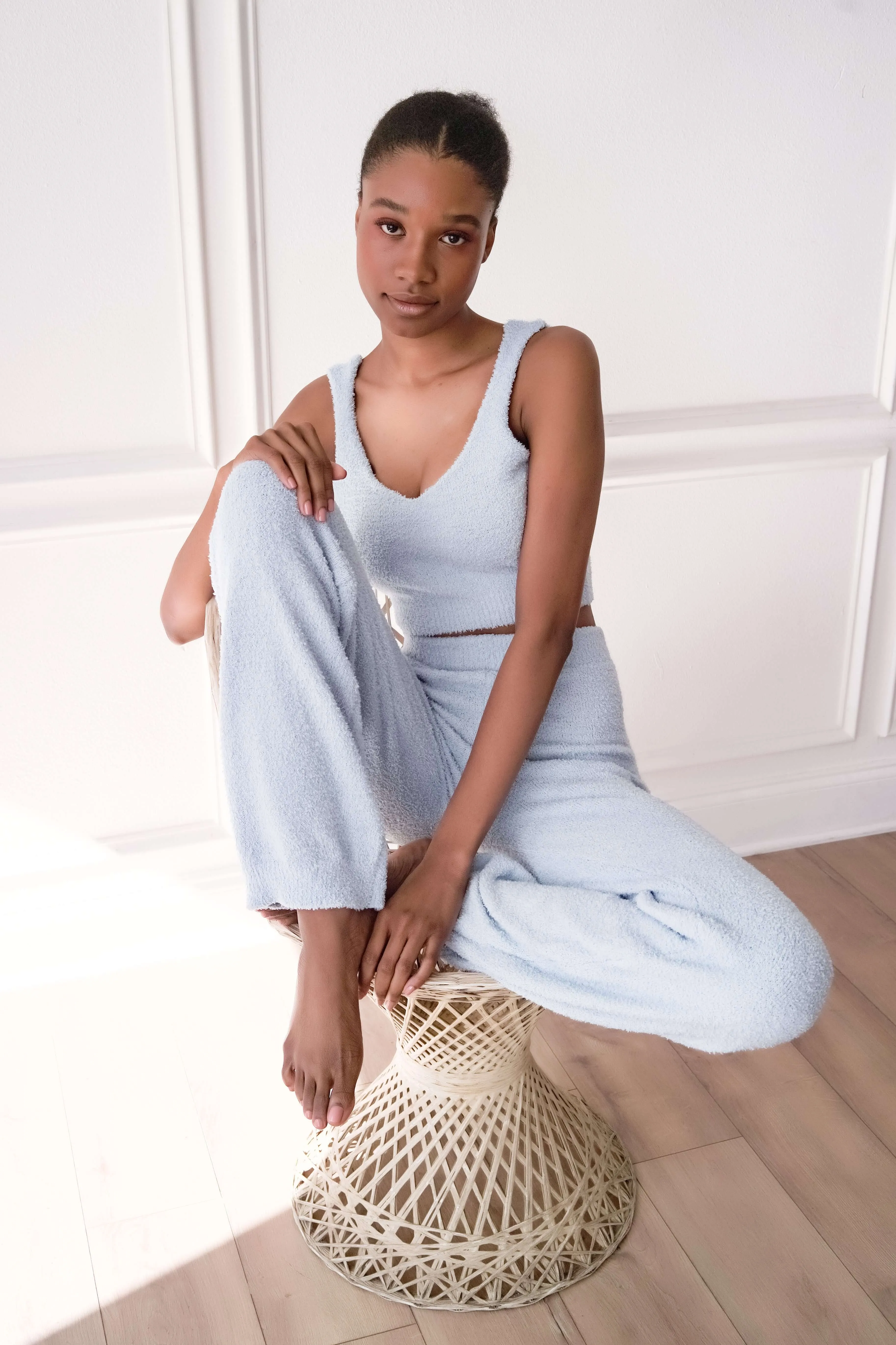 Fluffy Bralette Top and Pants Set