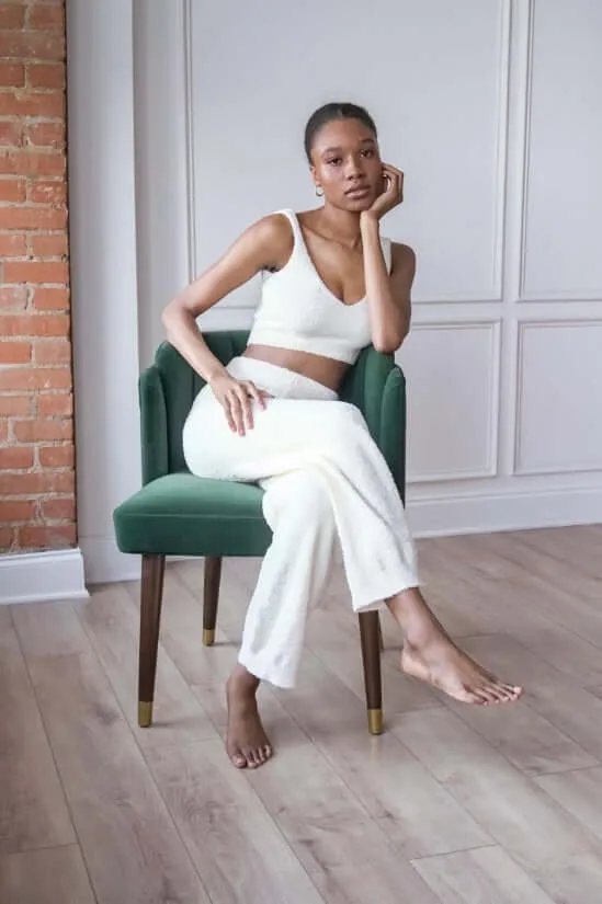 Fluffy Bralette Top and Pants Set