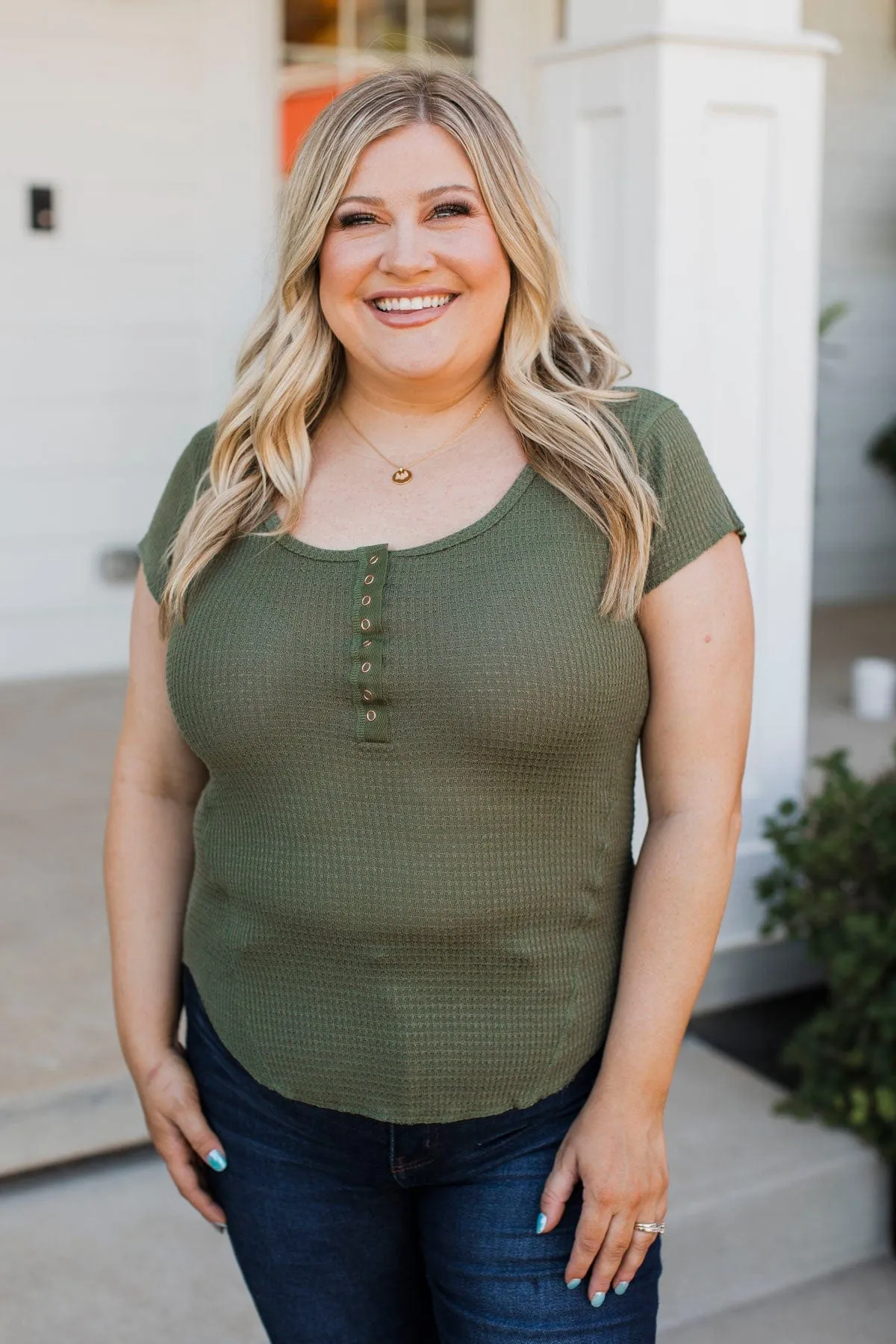 Focus On Positives Cap Sleeve Top- Olive