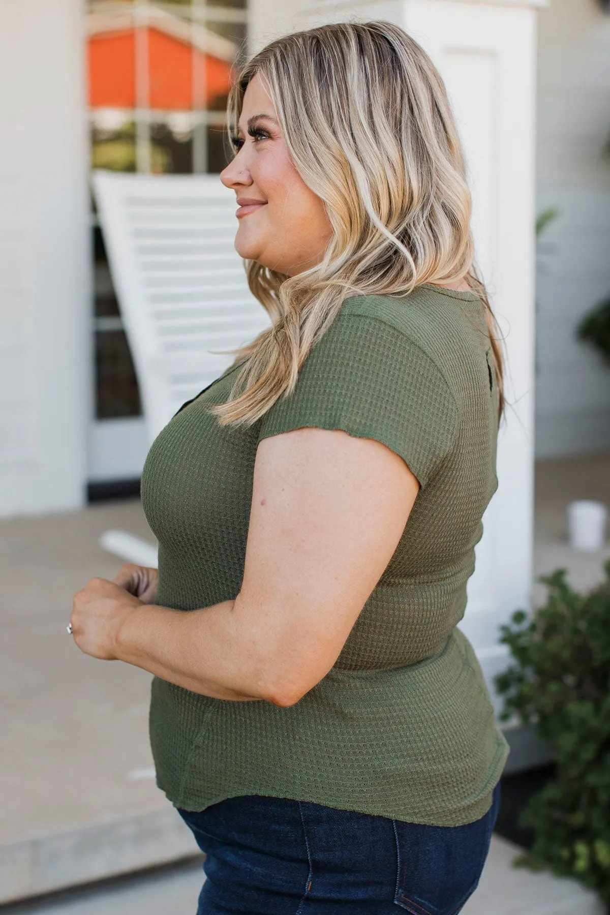 Focus On Positives Cap Sleeve Top- Olive