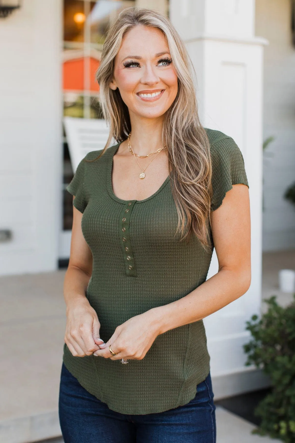 Focus On Positives Cap Sleeve Top- Olive