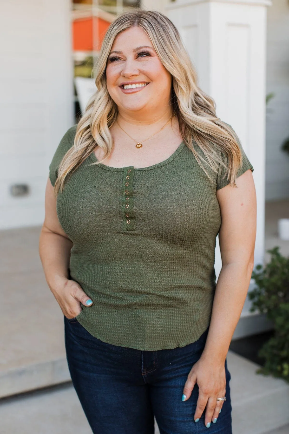Focus On Positives Cap Sleeve Top- Olive
