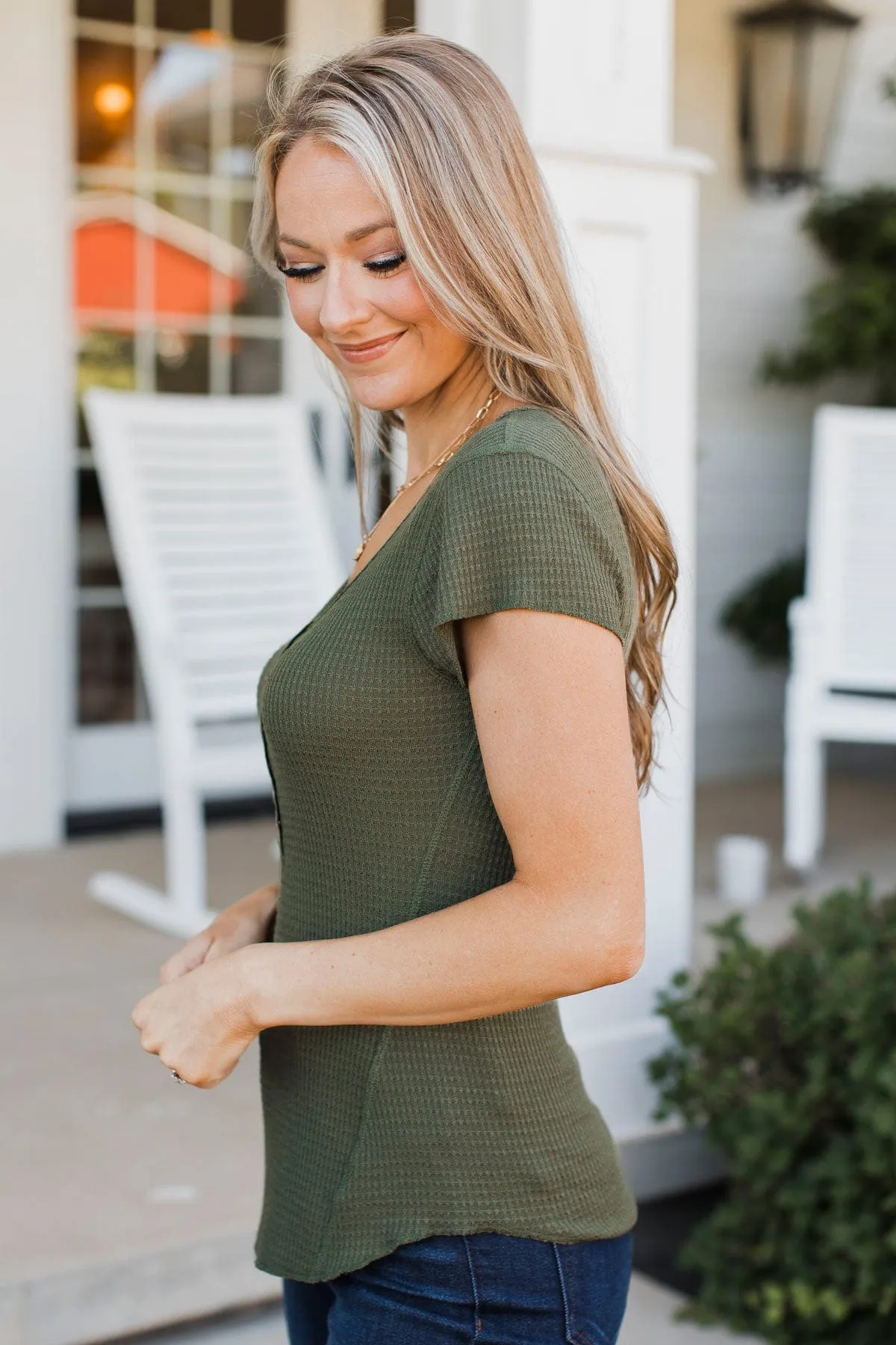 Focus On Positives Cap Sleeve Top- Olive
